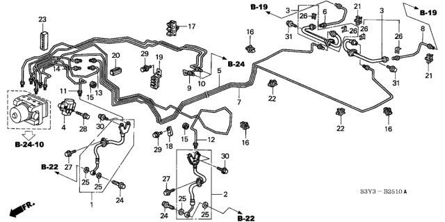 2000 Honda Insight Brake Lines (ABS) Diagram