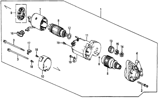 1987 Honda Civic Starter Motor (Denso) Diagram