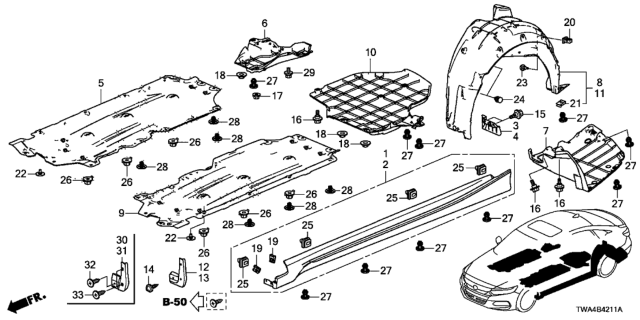 2020 Honda Accord Hybrid Garnish Assy., L. Side Sill *NH830M* (LUNAR SILVER METALLIC) Diagram for 71850-TVA-A01ZE