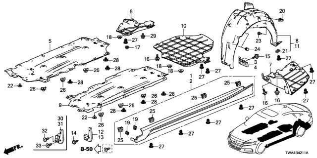 2018 Honda Accord Hybrid Under Cover - Rear Inner Fender Diagram