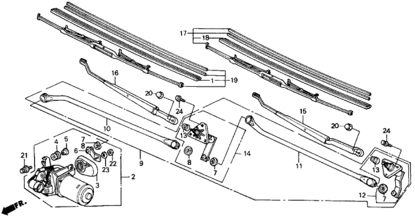 1991 Honda Civic Motor, Front Wiper (Driver Side) Diagram for 76505-SH3-A03