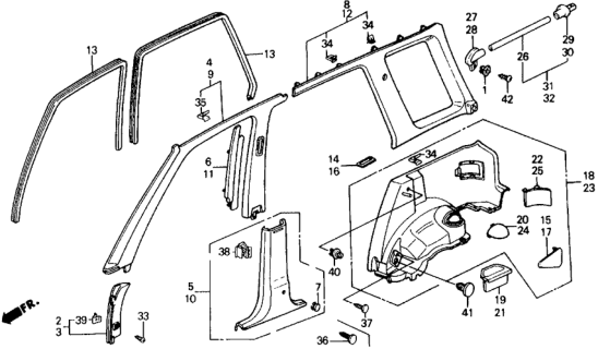 1989 Honda Civic 5 Door ** (WAGOVAN) KA 5MT Opening Trim Diagram