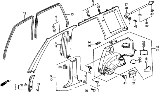 1990 Honda Civic Lining, R. Cowl Side (Upper) *YR129L* (URBAN BROWN) Diagram for 83121-SH5-010ZD