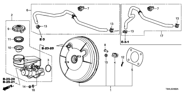 2020 Honda Civic Brake Master Cylinder  - Master Power Diagram