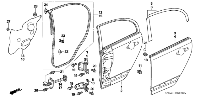 2007 Honda Civic Hinge, Right Rear Door (Lower) Diagram for 67920-SNE-A01ZZ