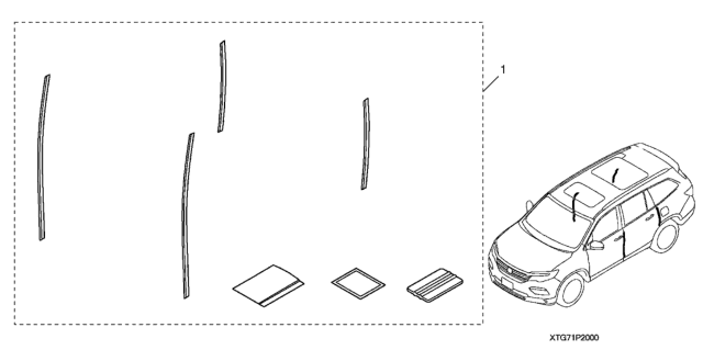 2020 Honda Pilot 5 Door EX (AWD/SENSING) KA 6AT Door Edge Film Diagram