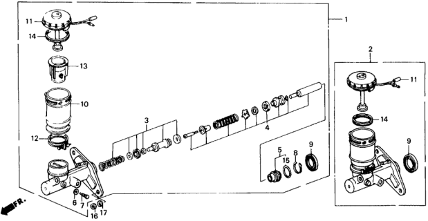 1989 Honda Civic Master Cylinder Assembly Diagram for 46100-SH3-G14
