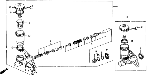 1988 Honda Civic Master Cylinder Assembly Diagram for 46100-SH3-G13