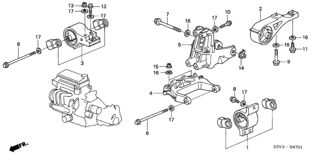 2003 Honda Insight Rubber Assy., Engine Side Mounting (MT) Diagram for 50820-S3Y-J01