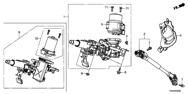 2020 Honda Fit Cover, Steering Joint (Driver Side) Diagram for 53320-T5R-000