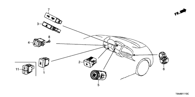 2017 Honda Fit Switch Assy., Economy Diagram for 35570-T5A-J01