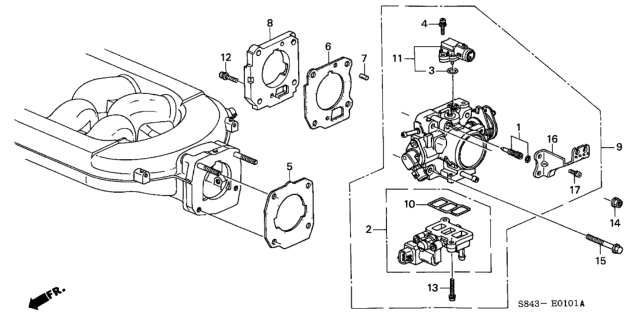 2002 Honda Accord Spacer Diagram for 16402-P8A-A00