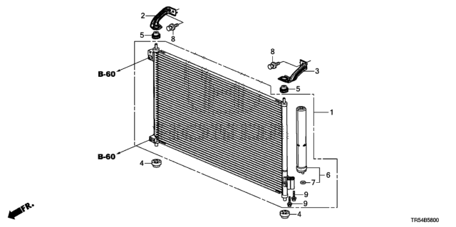 2014 Honda Civic 4 Door GX (NAVIGATION) KA 5AT A/C Condenser Diagram