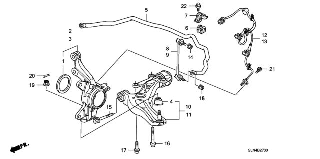 2008 Honda Fit Knuckle, Left Front Diagram for 51215-SLN-000