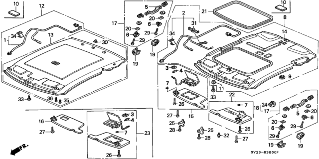 1995 Honda Accord Base *NH220L* (CLEAR GRAY) Diagram for 83209-SV2-A21ZB