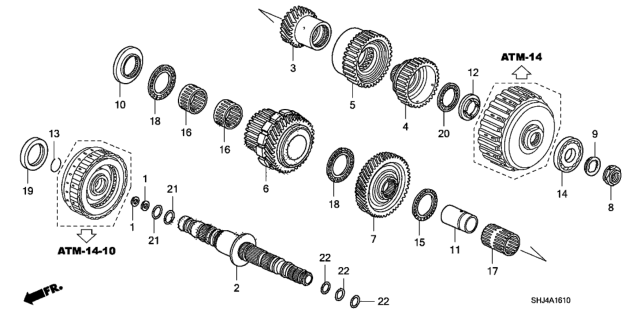 2008 Honda Odyssey AT Secondary Shaft Diagram