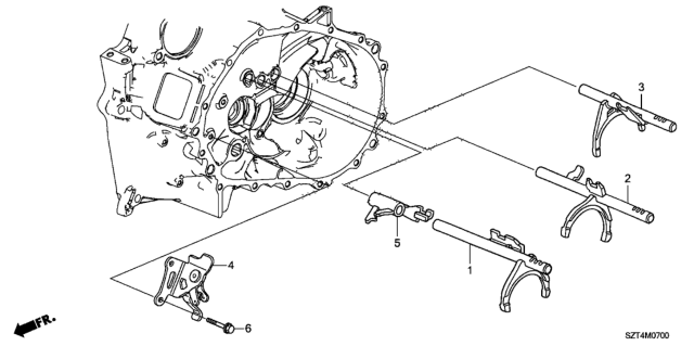 2012 Honda CR-Z MT Shift Fork - Shift Holder Diagram