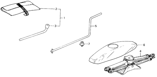 1987 Honda Civic 4 Door GL KA 4AT Tools - Jack Diagram