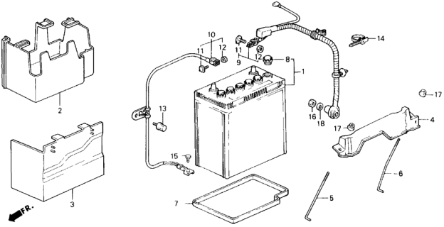 1991 Honda Civic 3 Door STD KL 4MT Battery - Battery Cable Diagram
