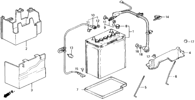 1989 Honda Civic Battery Assembly (55B24R S-Mf) (Furukawa) Diagram for 31500-SB2-A03