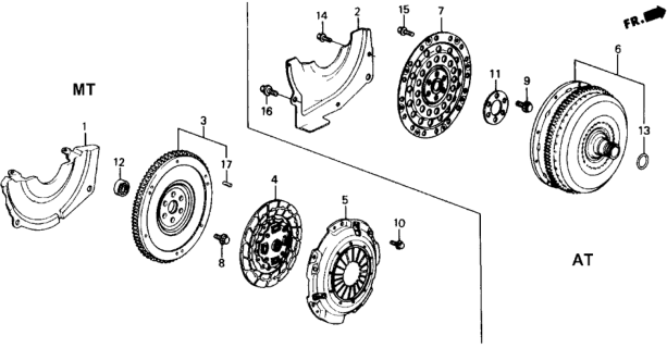 1989 Honda CRX Clutch Set Diagram for 22105-PM6-A21