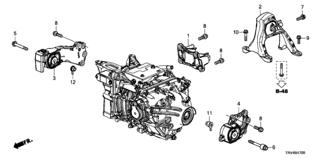 2018 Honda Clarity Electric Mounting Rubber, Rear Motor Diagram for 50810-TRV-A01