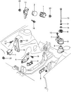 1982 Honda Civic Rubber, Engine Side Insulator Diagram for 50821-SA0-020