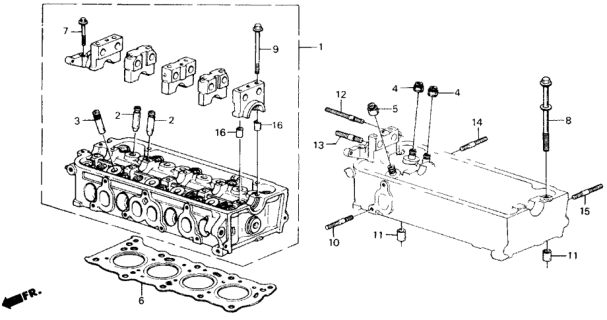 1989 Honda Accord 2 Door SEI KA 5MT Cylinder Head Diagram