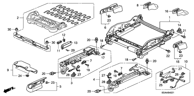 2007 Honda Accord Front Seat Components (Passenger Side) (4Way Power Seat) Diagram