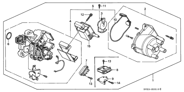 1996 Honda Accord Housing, Distributor Diagram for 30105-P0H-A01