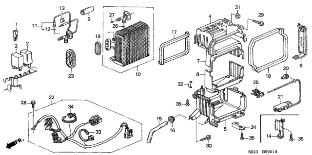 1998 Honda Civic A/C Cooling Unit Diagram