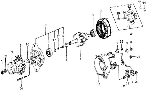 1976 Honda Accord Alternator Components Diagram