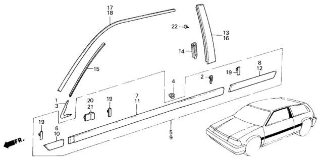 1984 Honda Civic 3 Door ** (1300) KA 4MT Side Protector Diagram
