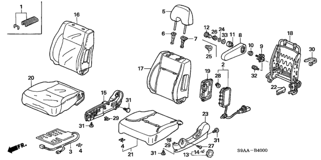 2006 Honda CR-V 5 Door SE KA 5AT Front Seat (Driver Side) Diagram