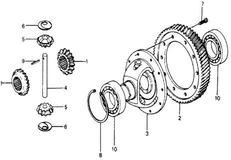 1977 Honda Accord 3 Door STD KA HMT AT Differential Gear Diagram
