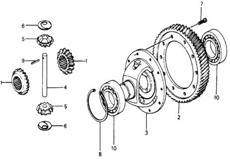 1977 Honda Accord AT Differential Gear Diagram