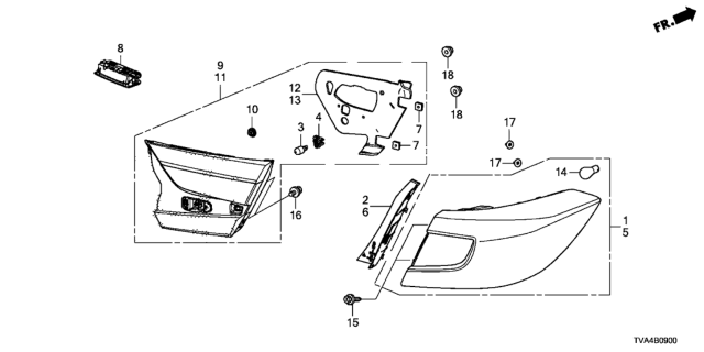 2020 Honda Accord Taillight Assy., R. Diagram for 33500-TVA-A01