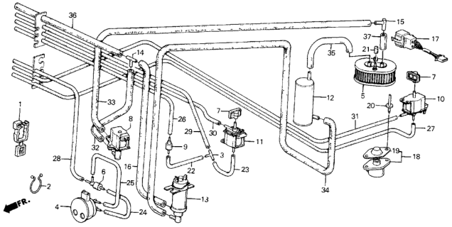 1987 Honda Civic Control Box Tubing Diagram