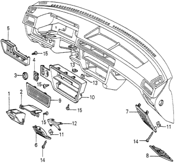 1981 Honda Prelude 2 Door ** KA HMT Instrument Garnish Diagram