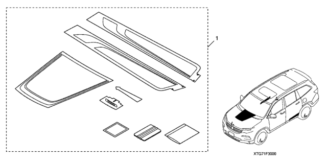 2020 Honda Pilot 5 Door EX (AWD/SENSING) KA 6AT Exterior Graphics Package Diagram