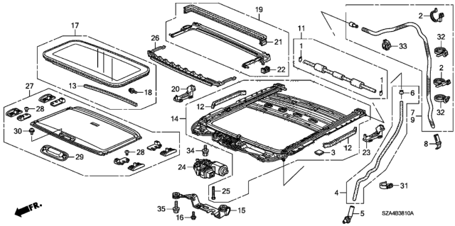 2012 Honda Pilot 5 Door EX-L (2WD) KA 5AT Sliding Roof Diagram