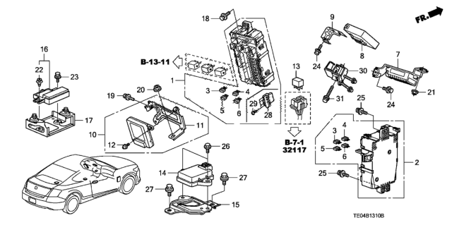 2011 Honda Accord Box Assembly, As Fuse Diagram for 38210-TA0-A54