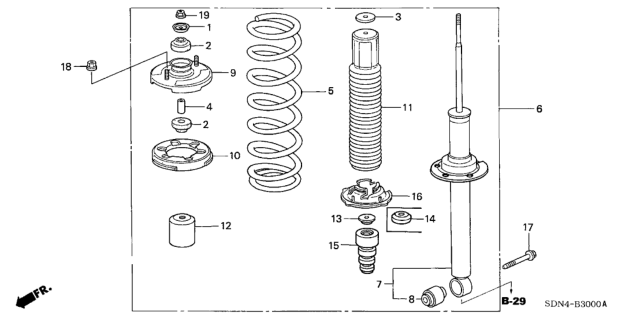 2005 Honda Accord Shock Absorber Assembly, Rear Diagram for 52610-SDP-A92