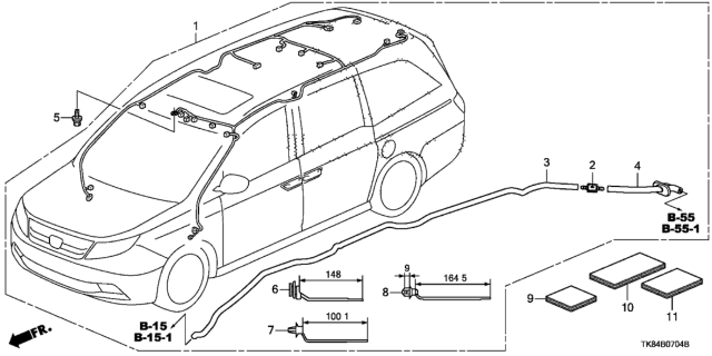 2014 Honda Odyssey Wire Harness, Roof Diagram for 32155-TK8-A02