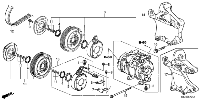 2009 Honda Ridgeline A/C Air Conditioner (Compressor) Diagram