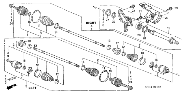 2006 Honda Accord Driveshaft (V6) Diagram