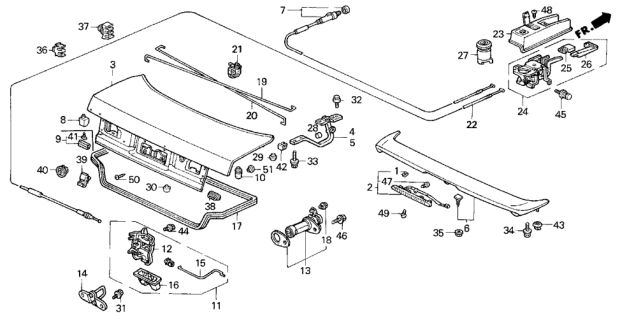 1993 Honda Accord Cable, Fuel Lid Opener Diagram for 74411-SM1-A00