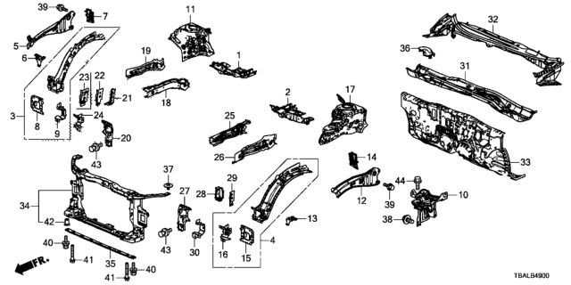 2020 Honda Civic Backplate Set L,F Diagram for 60912-TBA-315ZZ