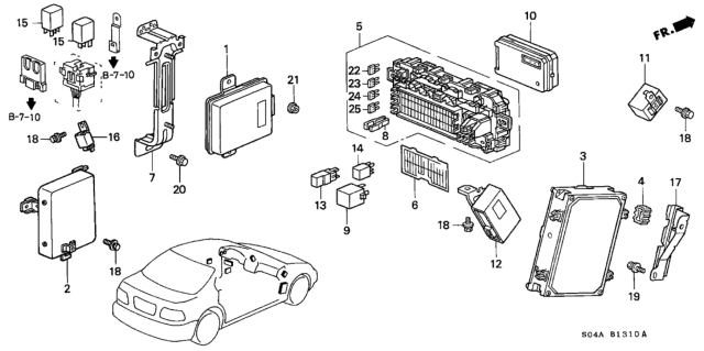 2000 Honda Civic Box Assembly, Joint Diagram for 38200-S04-A11