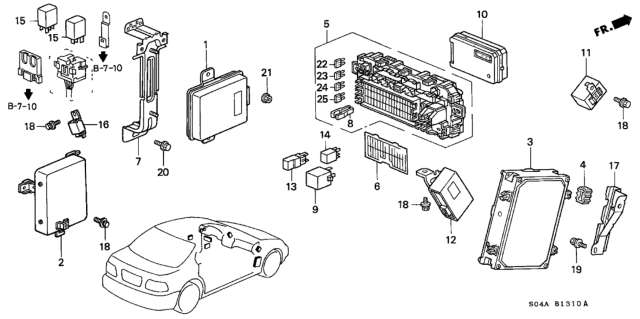 1998 Honda Civic Control Module, Engine Diagram for 37820-P2E-L82